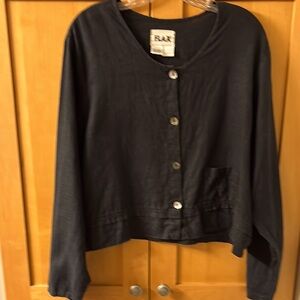 Flax Black Linen blouse, size M